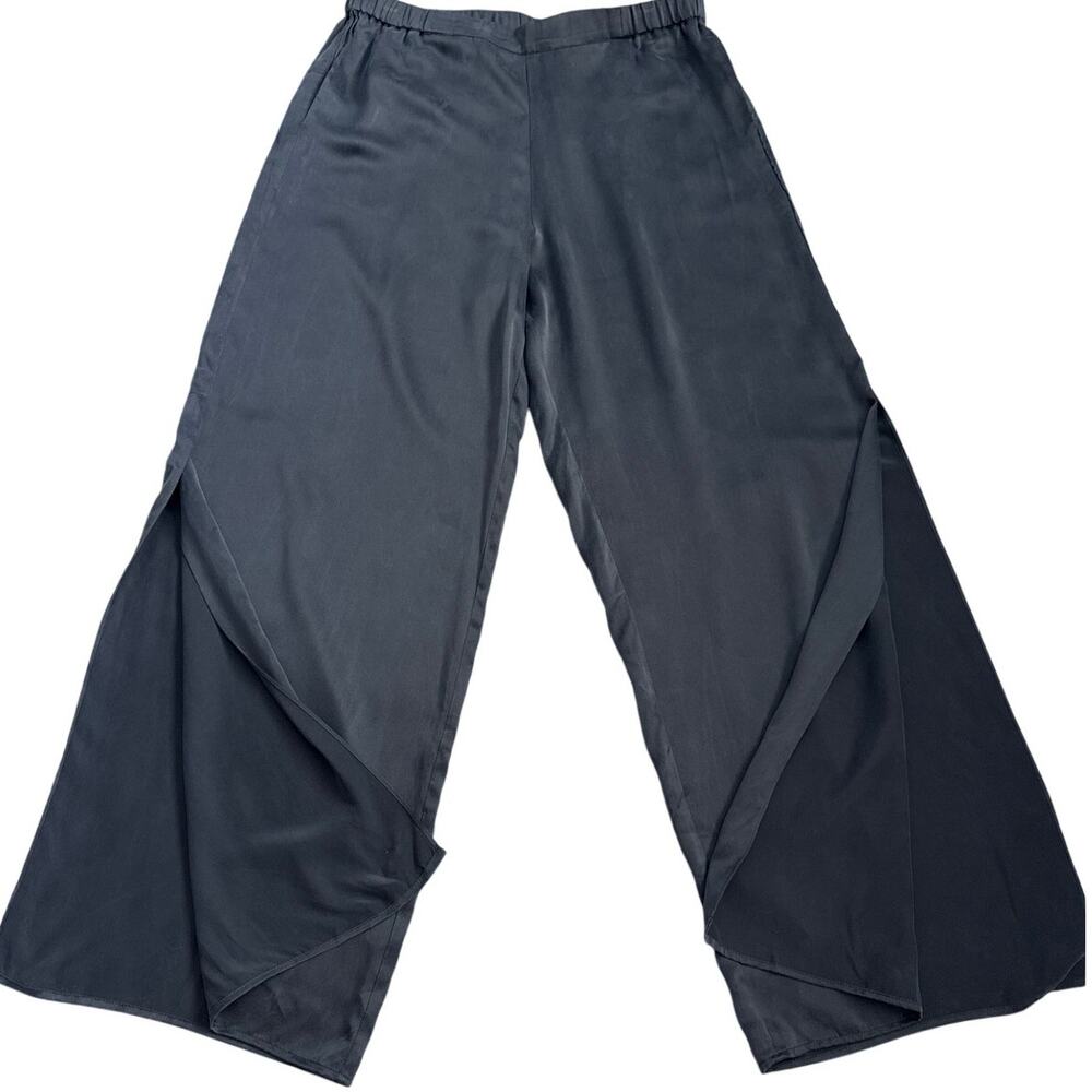 Lunya Split Leg High Rise Washable Silk Pants Immersed Black Size Large - Picture 7 of 12